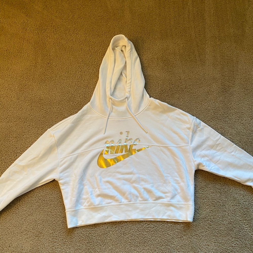 Nike Cropped Women’s White Sweatshirt Size Medium